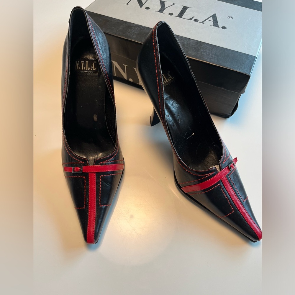 NYLA Black and Red Stiletto Heels Sz 8